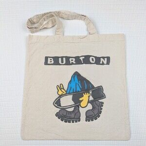 Burton Snowboard Tote Bag Graphic Logo Reusable Shopping Shoulder Ski Natural